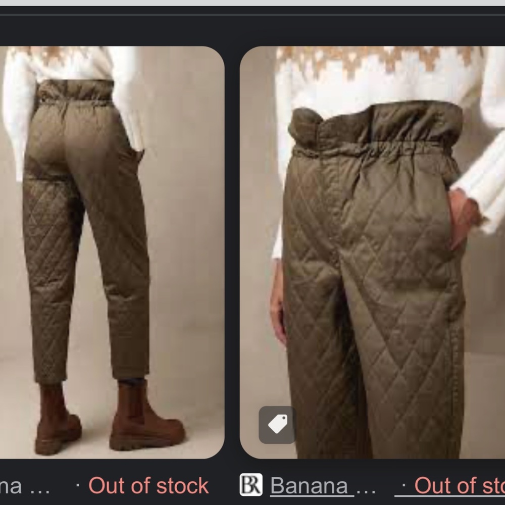 Banana republic heritage  Hana quilted pant NWT olive green size 6